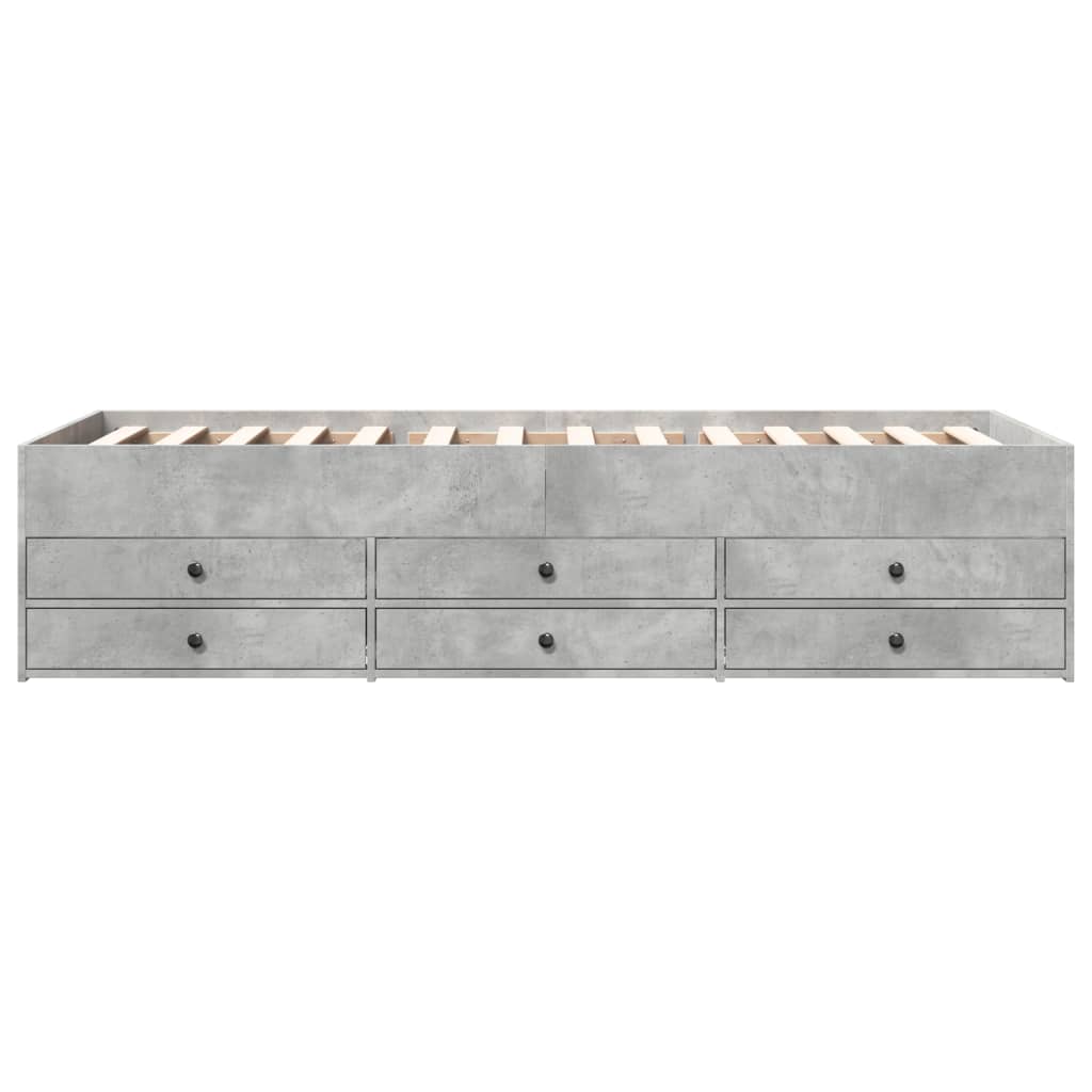 vidaXL Lit de jour avec tiroirs sans matelas gris béton 75x190 cm