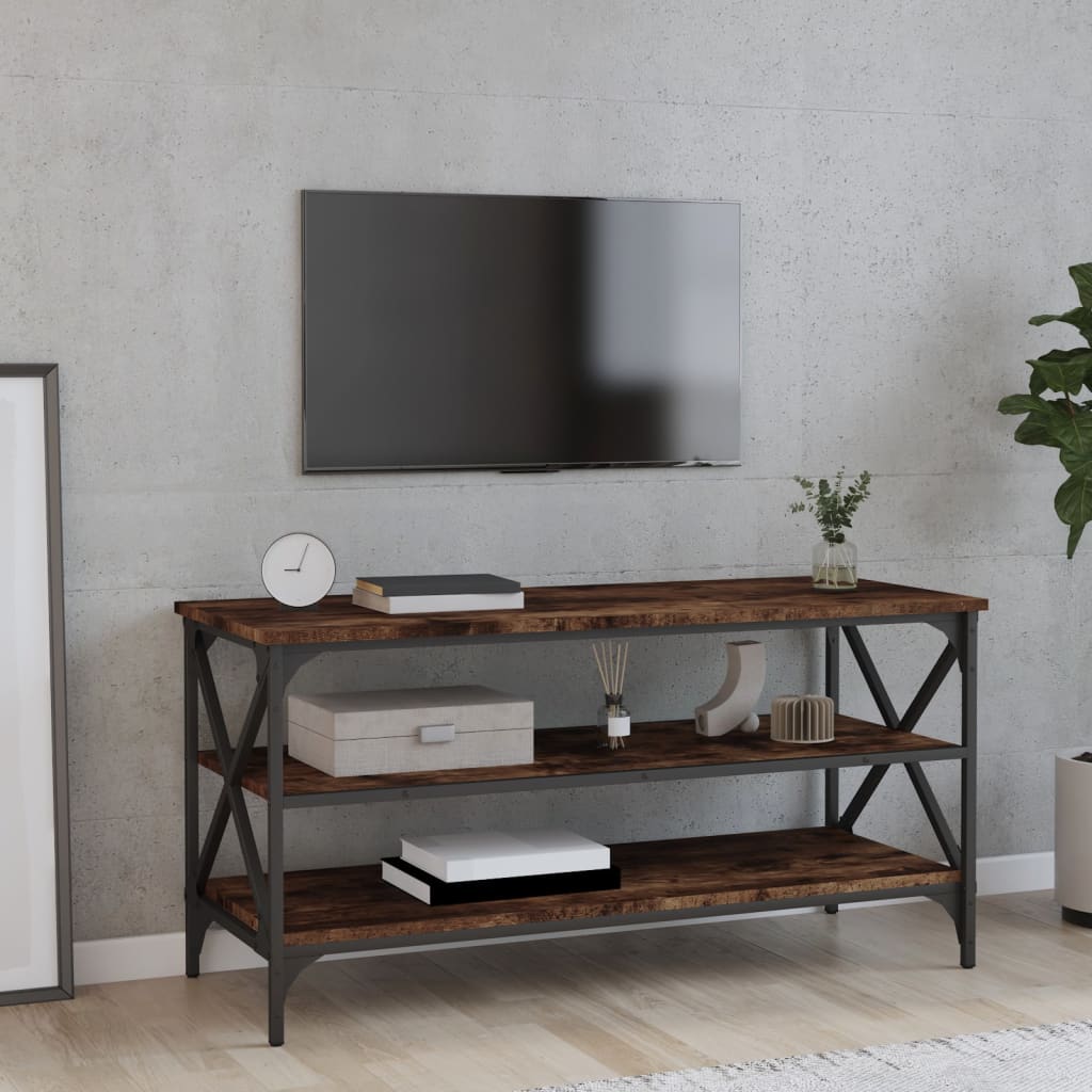 vidaXL Meuble TV Chêne fumé 100x40x50 cm Bois d'ingénierie