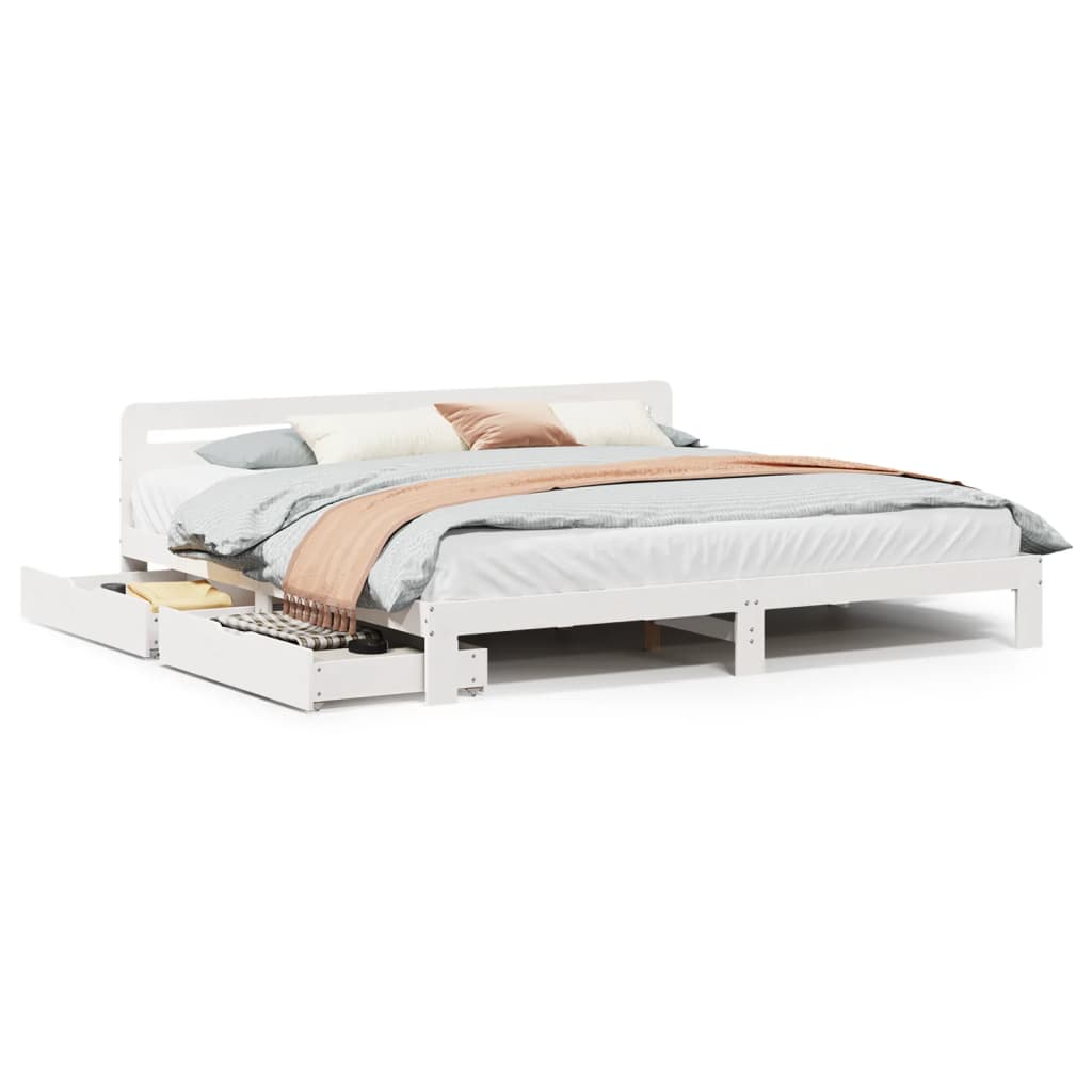 vidaXL Cadre de lit sans matelas blanc 180x200 cm bois massif de pin