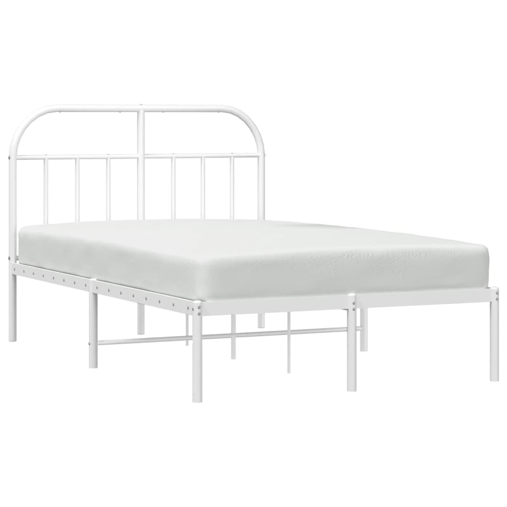 vidaXL Cadre de lit métal sans matelas et tête de lit blanc 135x190 cm