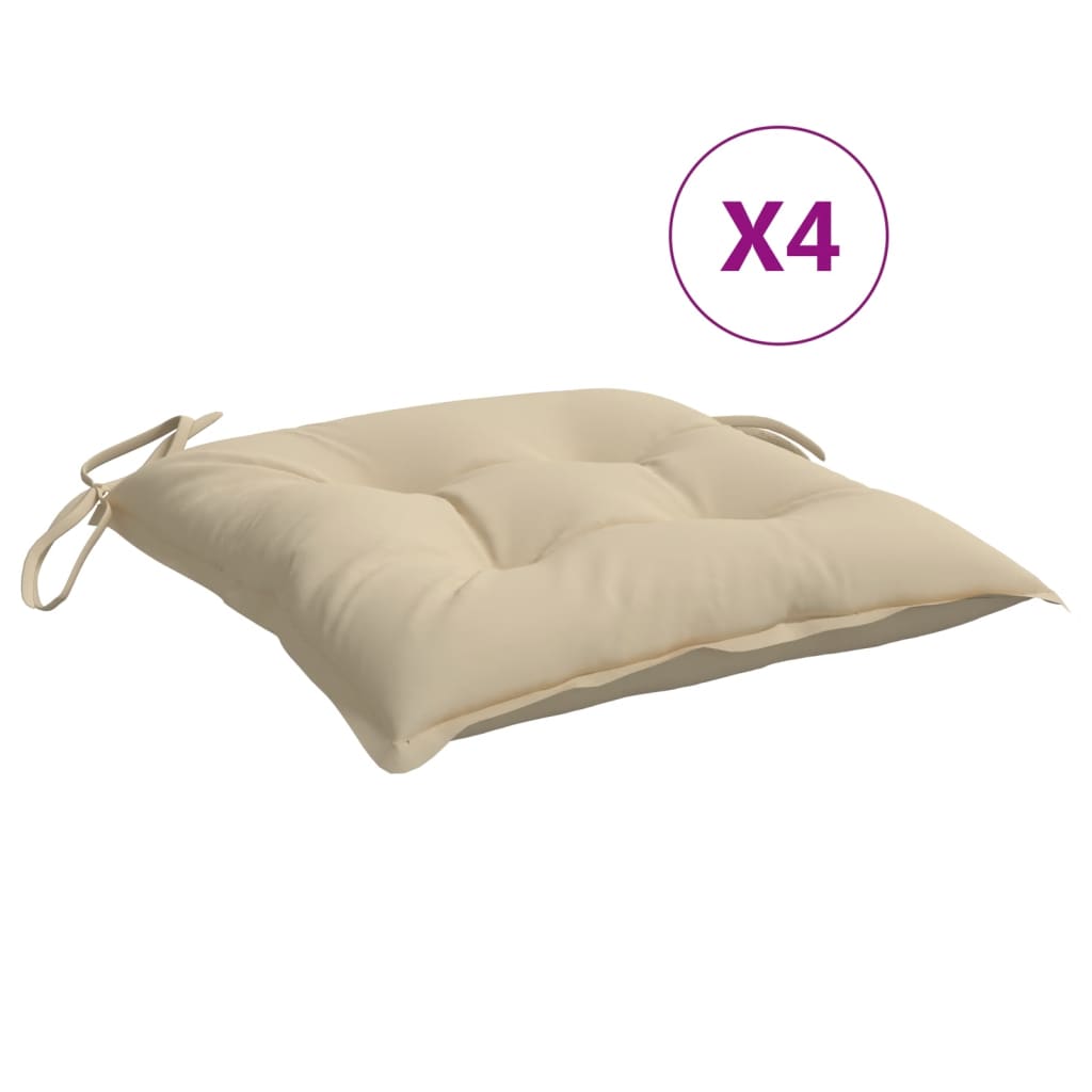 vidaXL Coussins de chaise lot de 4 beige 40x40x7 cm tissu oxford