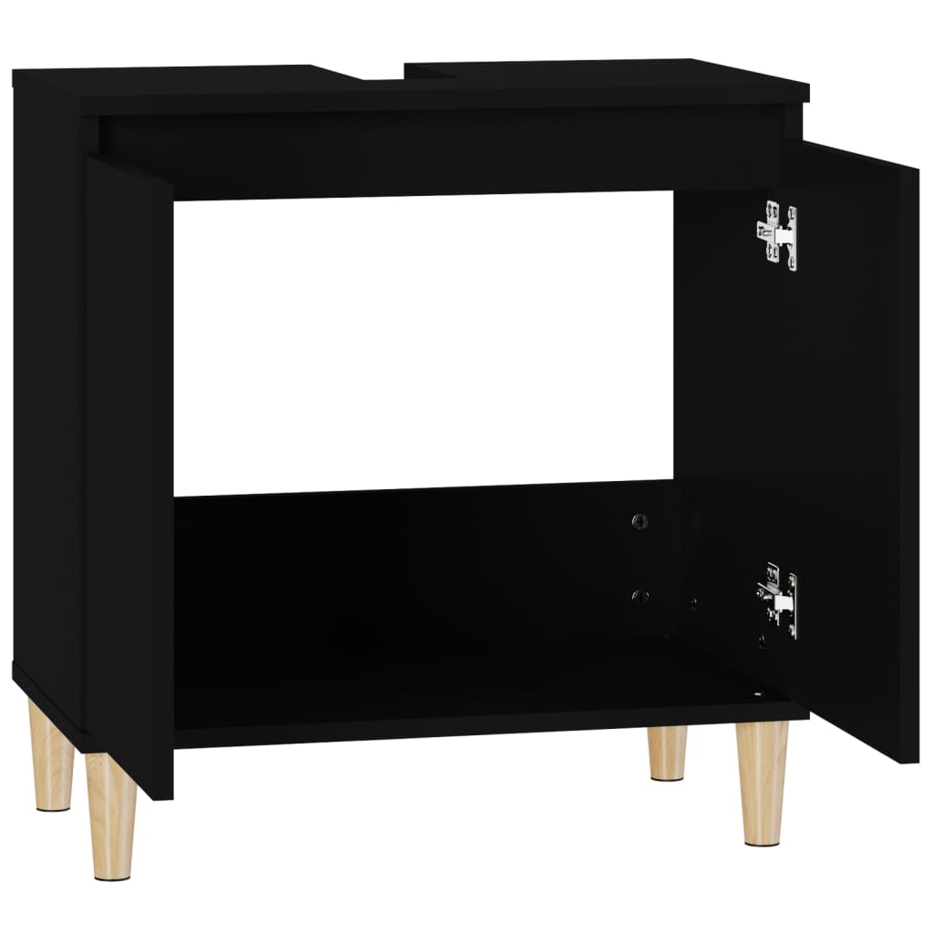 vidaXL Meuble d'évier noir 58x33x60 cm bois d'ingénierie