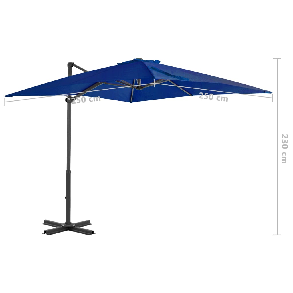 vidaXL Parasol déporté et mât en aluminium Bleu azuré 250x250 cm