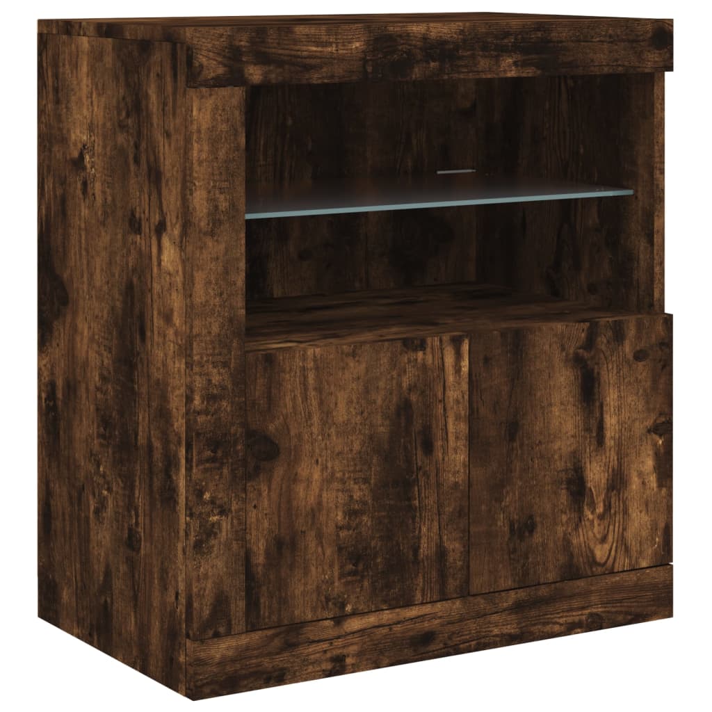 vidaXL Buffet avec lumières LED chêne fumé 283x37x67 cm