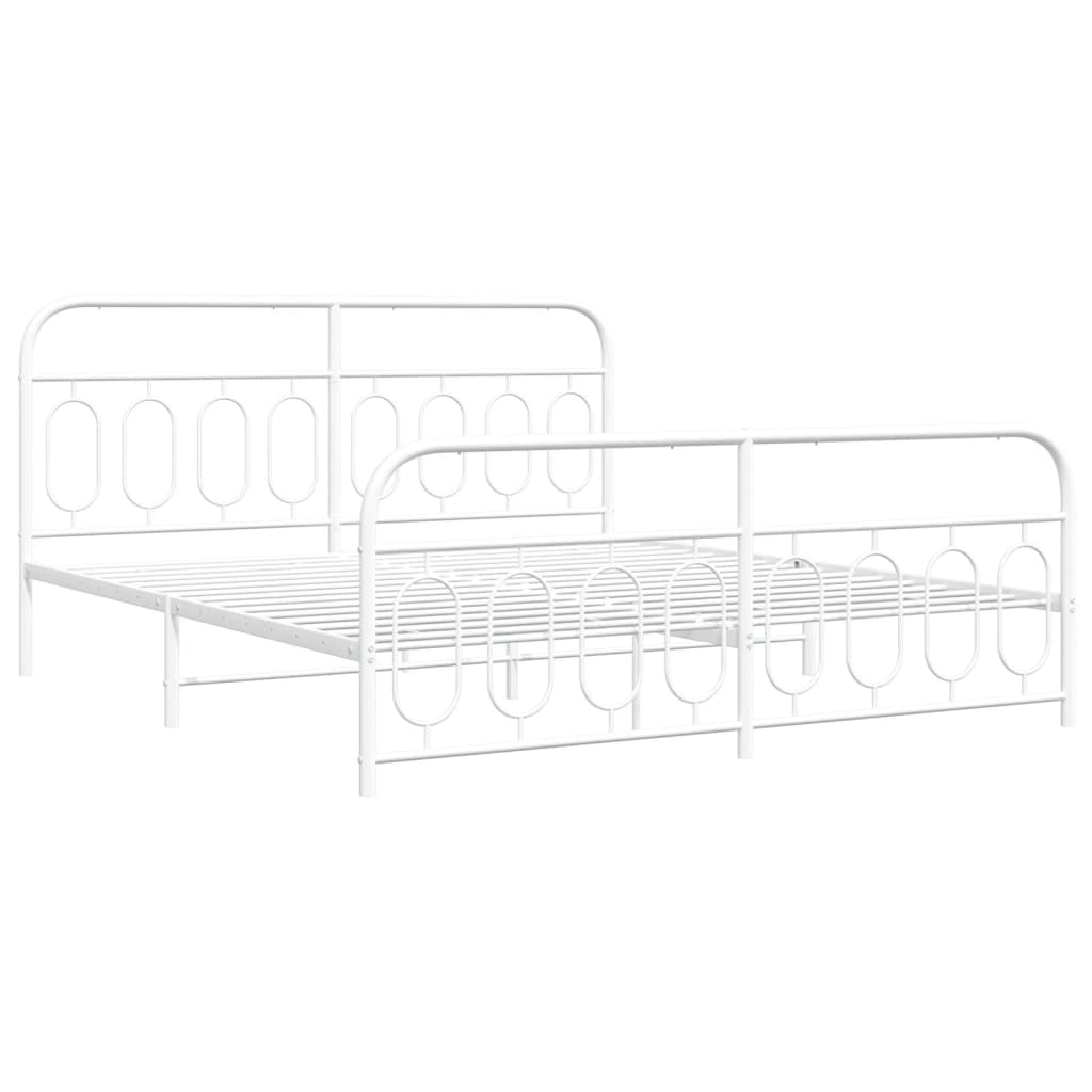 vidaXL Cadre de lit métal sans matelas et pied de lit blanc 183x213 cm