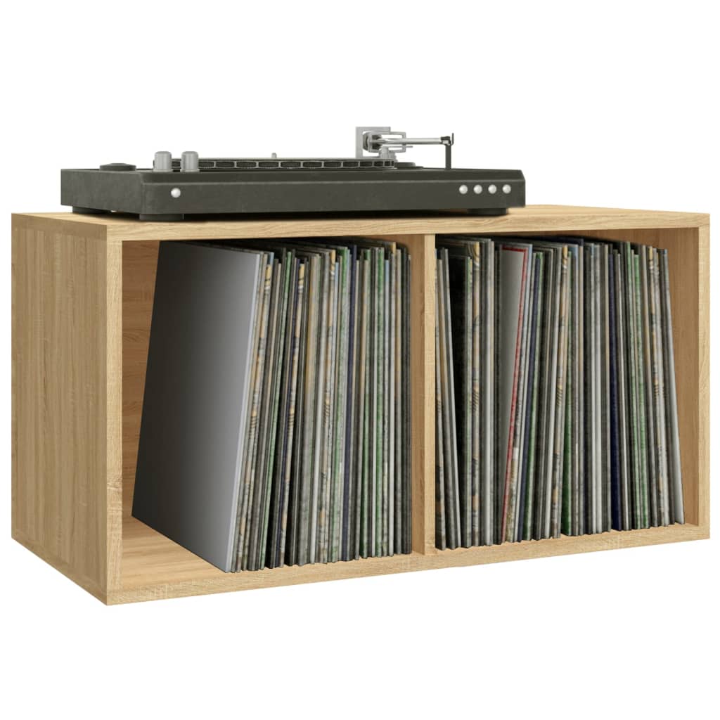 vidaXL Boîte de rangement à disques vinyle Chêne fumé 71x34x36 cm Bois