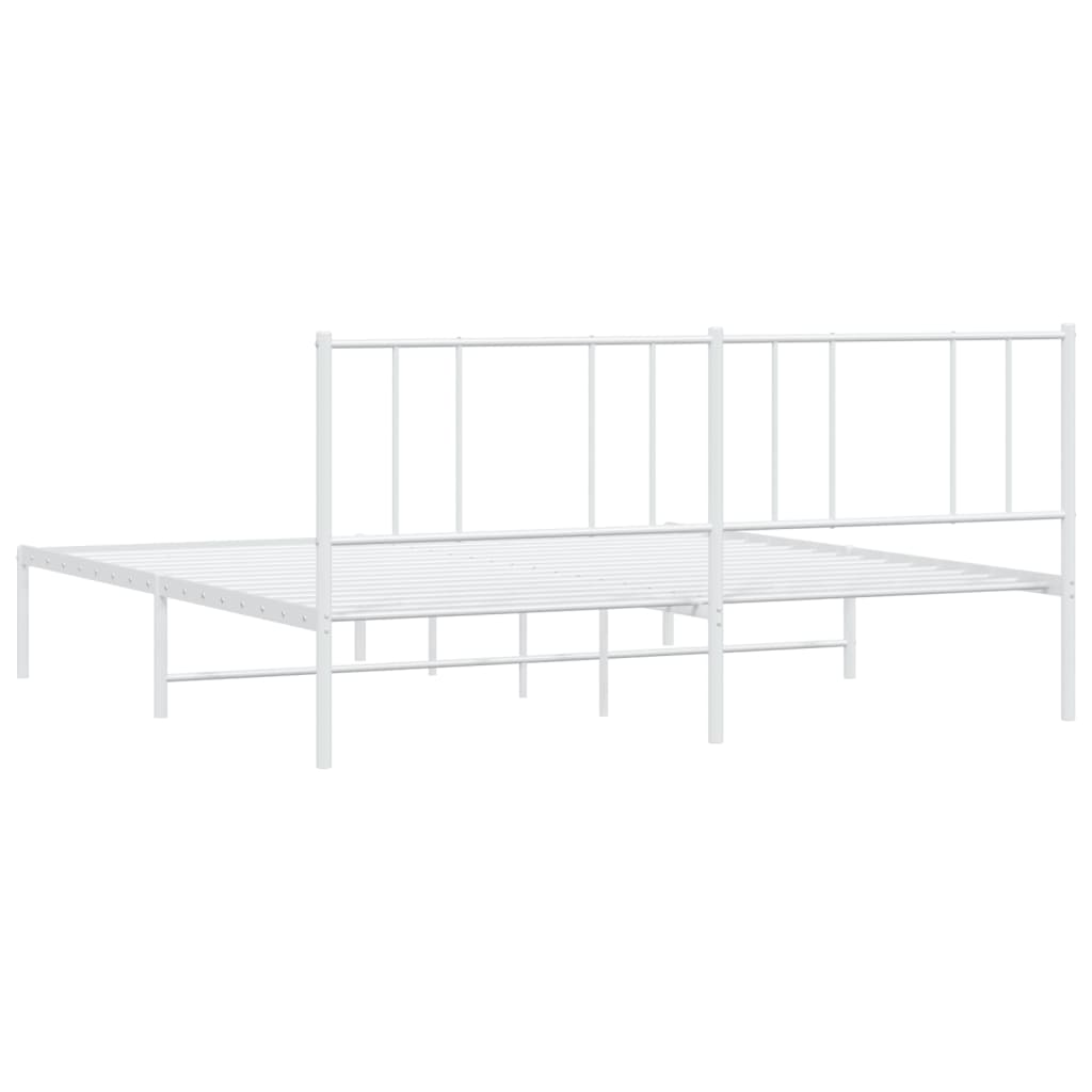 vidaXL Cadre de lit métal sans matelas et tête de lit blanc 193x203 cm