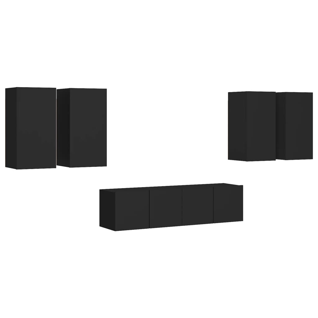 vidaXL Ensemble de meubles TV 6 pcs Noir Bois d'ingénierie