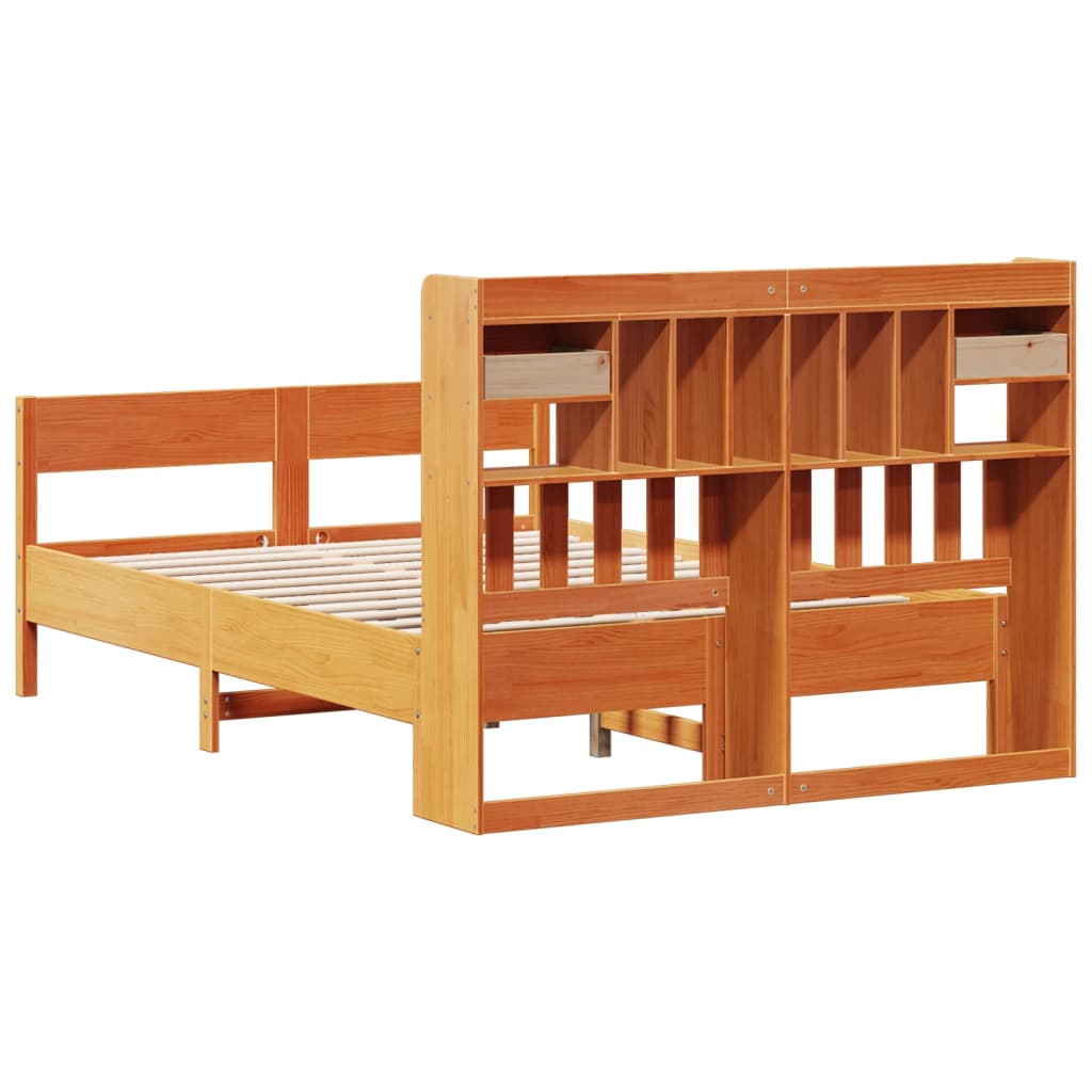 vidaXL Lit bibliothèque sans matelas cire marron 140x190 cm pin massif