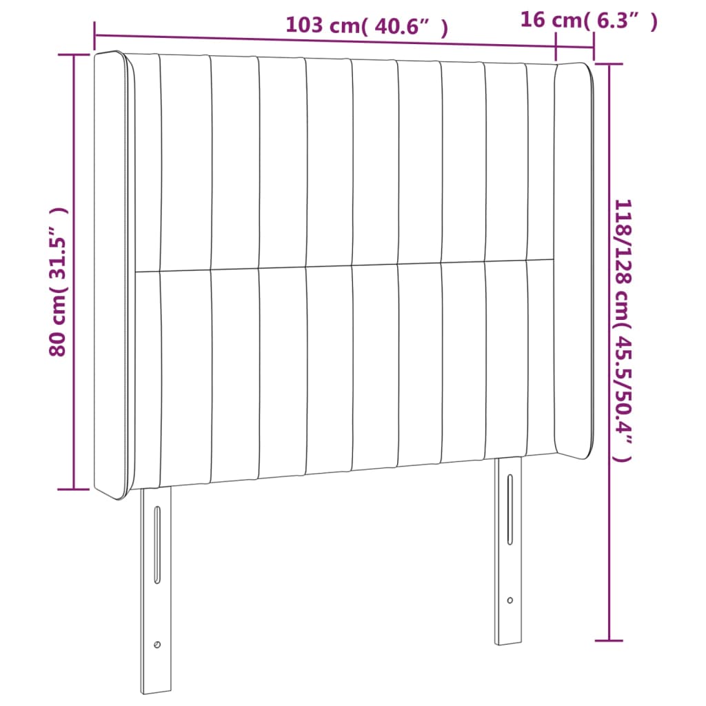 vidaXL Tête de lit avec oreilles Marron foncé 103x16x118/128 cm Tissu