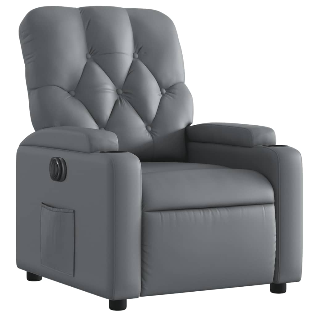 vidaXL Fauteuil inclinable électrique Gris Similicuir