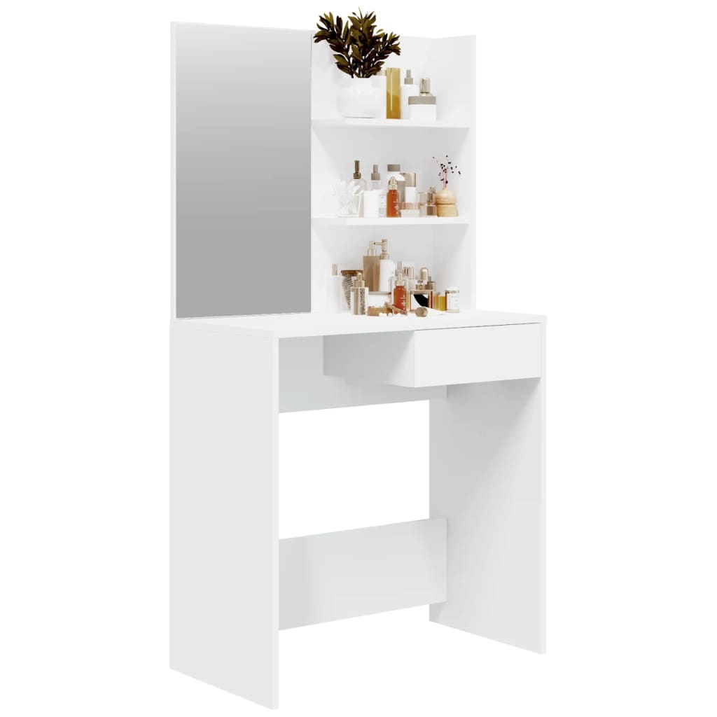 vidaXL Coiffeuse avec miroir blanc 74,5x40x141 cm