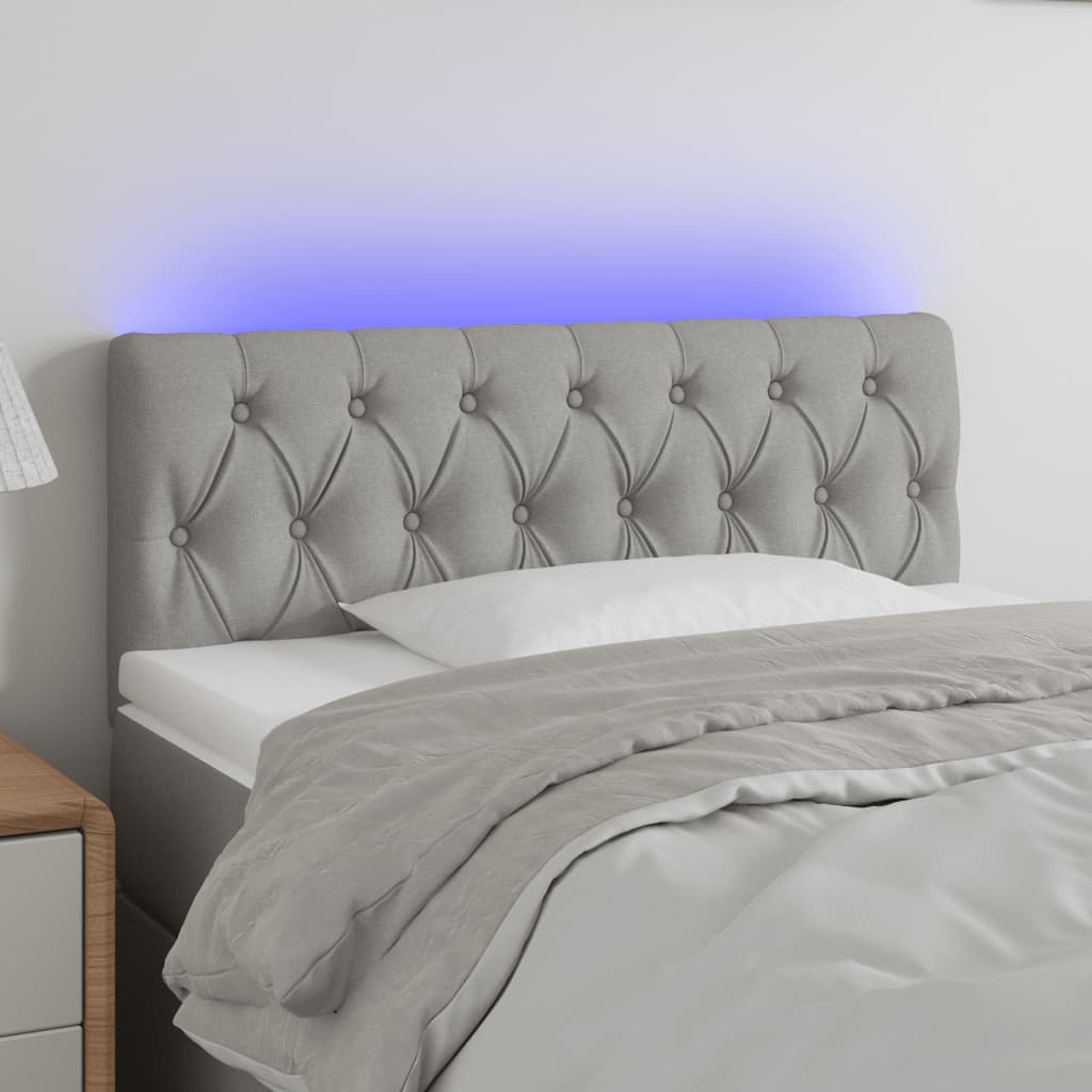 vidaXL Tête de lit à LED Gris clair 90x7x78/88 cm Tissu