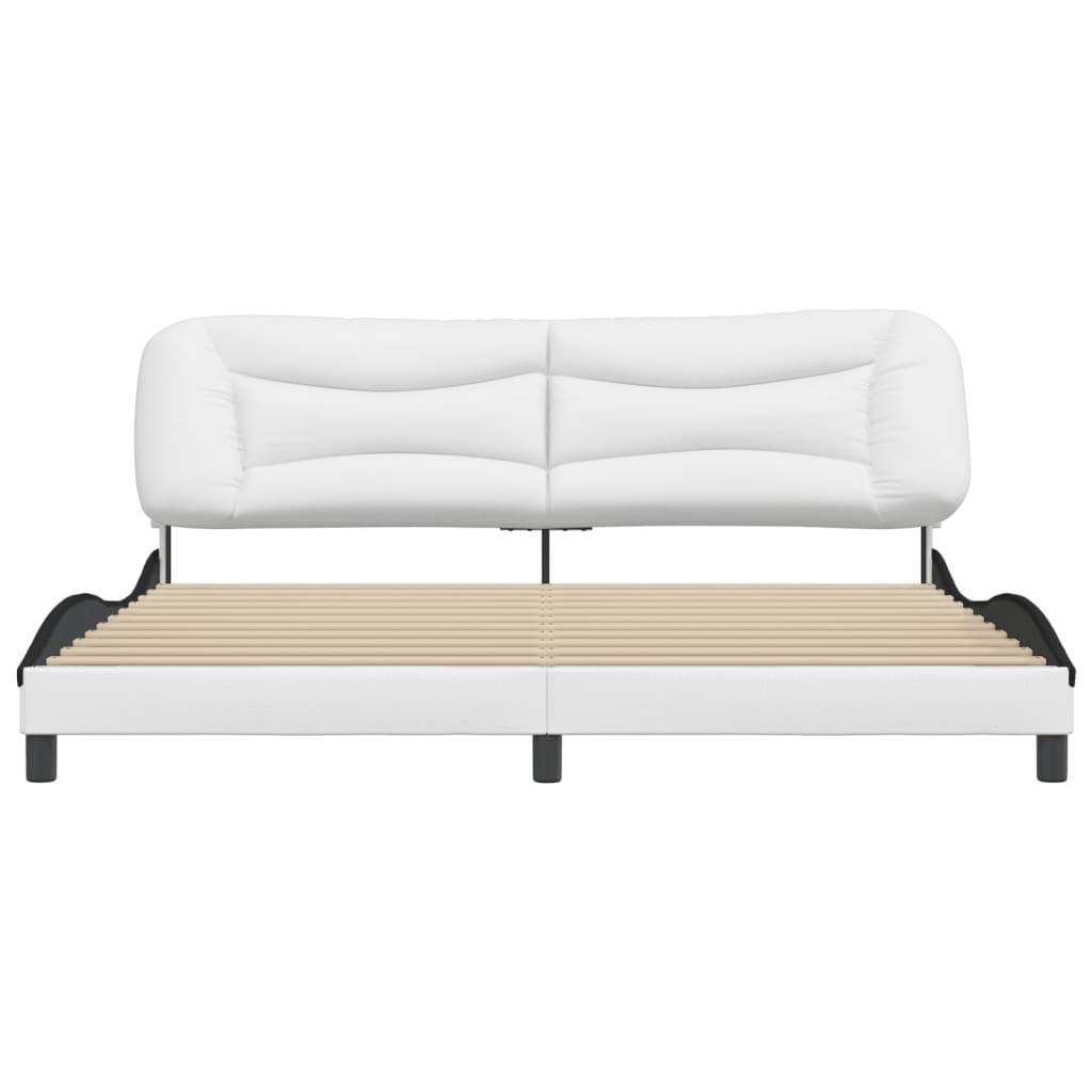 vidaXL Cadre de lit sans matelas blanc et noir 200x200 cm similicuir