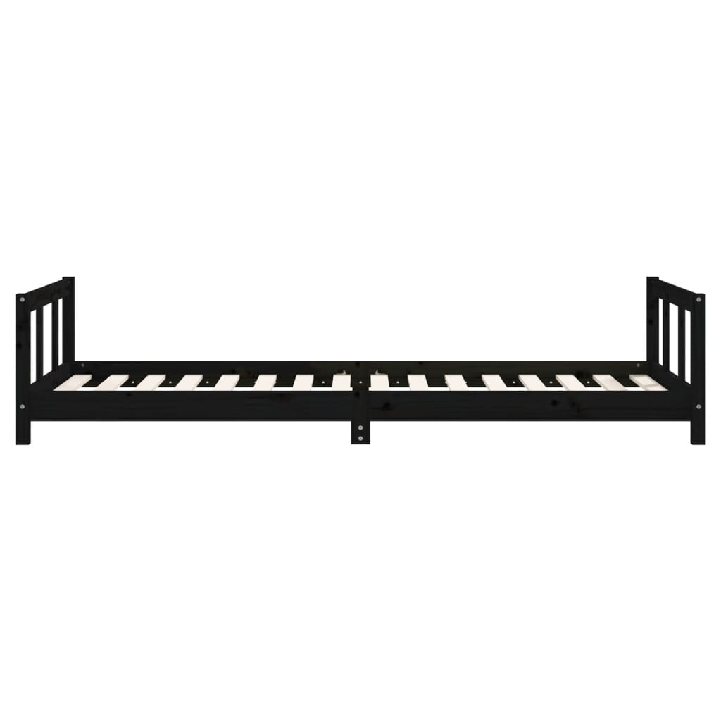 vidaXL Cadre de lit pour enfants noir 90x200 cm bois de pin massif