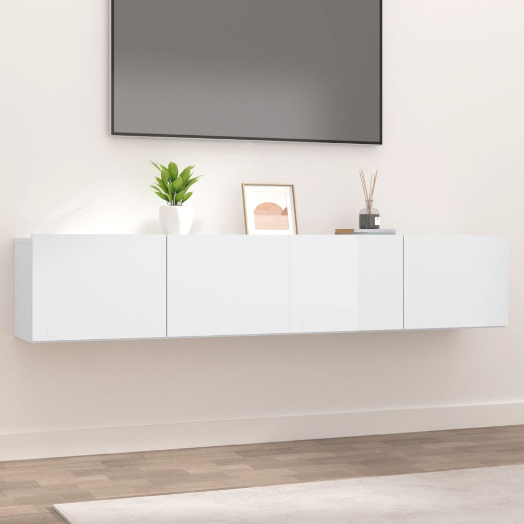 vidaXL Meubles TV 2 pcs Blanc brillant 80x30x30 cm Bois d'ingénierie