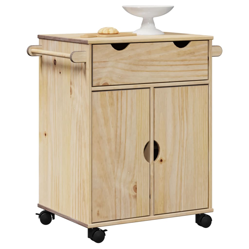 vidaXL Chariot de cuisine OTTA 59x45x80 cm bois massif de pin