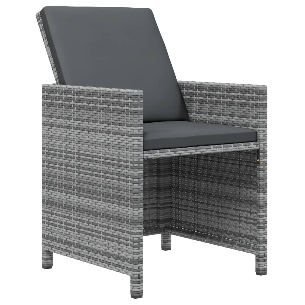 vidaXL Mobilier à dîner de jardin et coussins 7pcs Résine tressée Gris