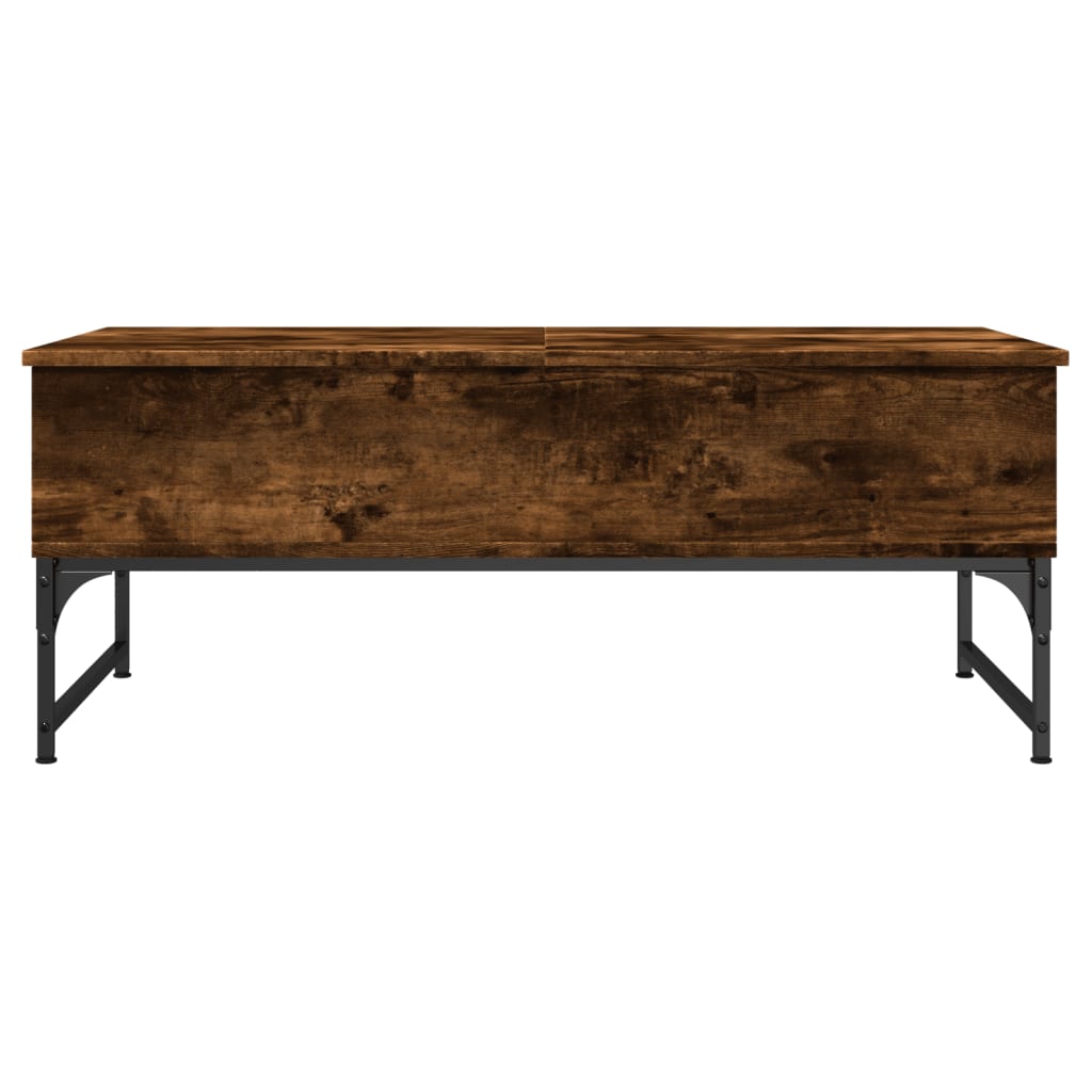 vidaXL Table basse chêne fumé 100x50x40 cm bois d'ingénierie et métal