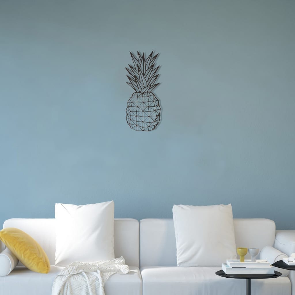 Homemania Décoration murale Ananas 22x55 cm Acier Noir