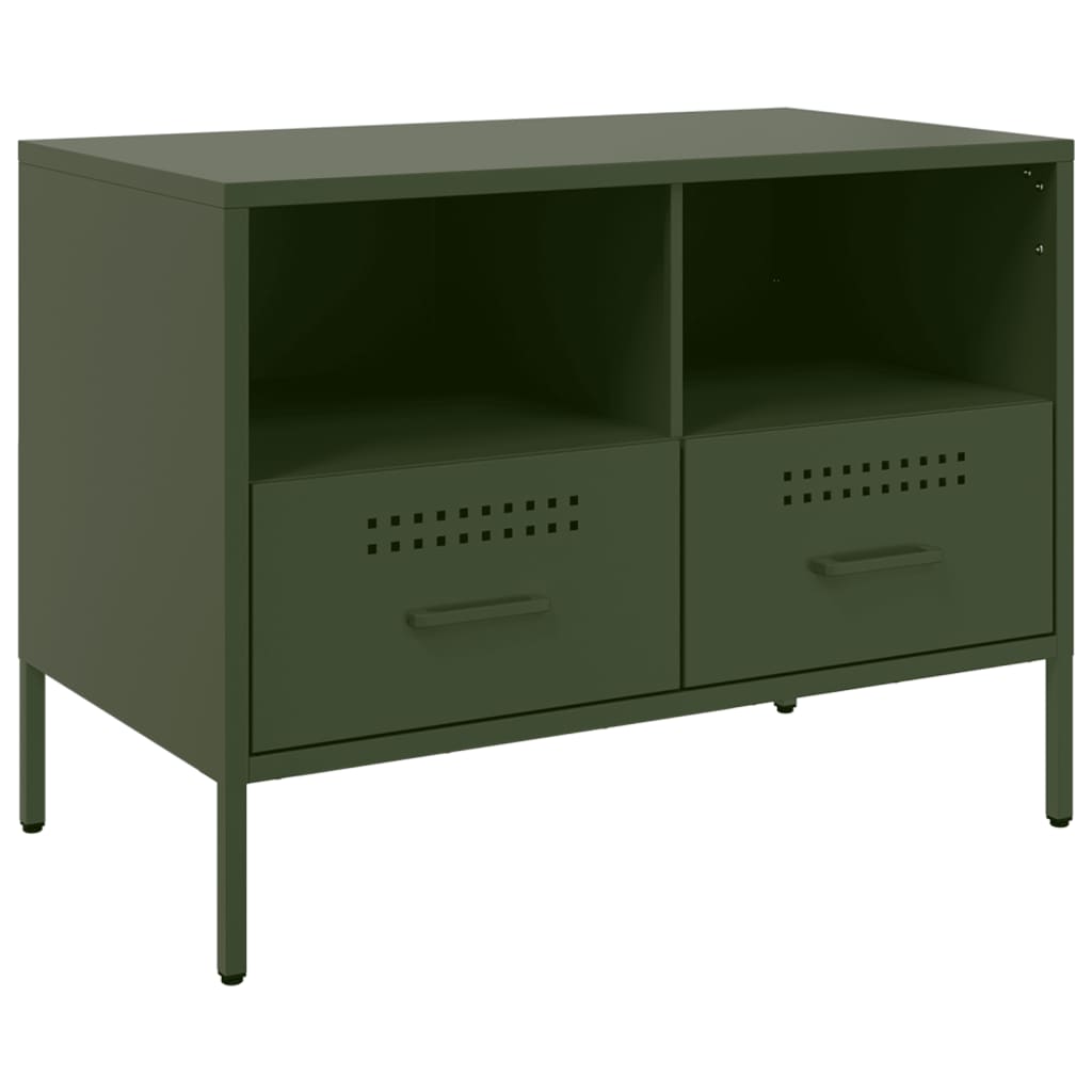 vidaXL Meuble TV vert olive 68x39x50,5 cm acier