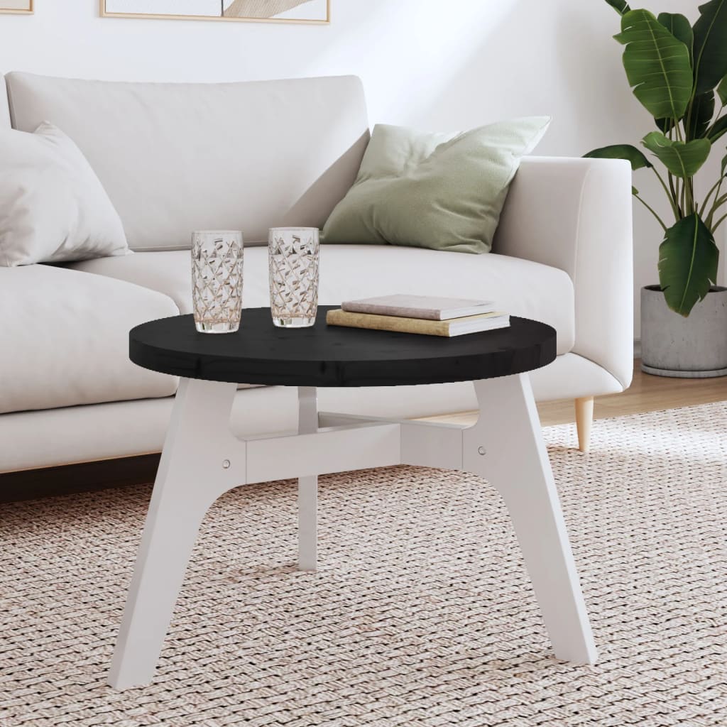 vidaXL Dessus de table rond noir Ø60x3 cm bois de pin massif