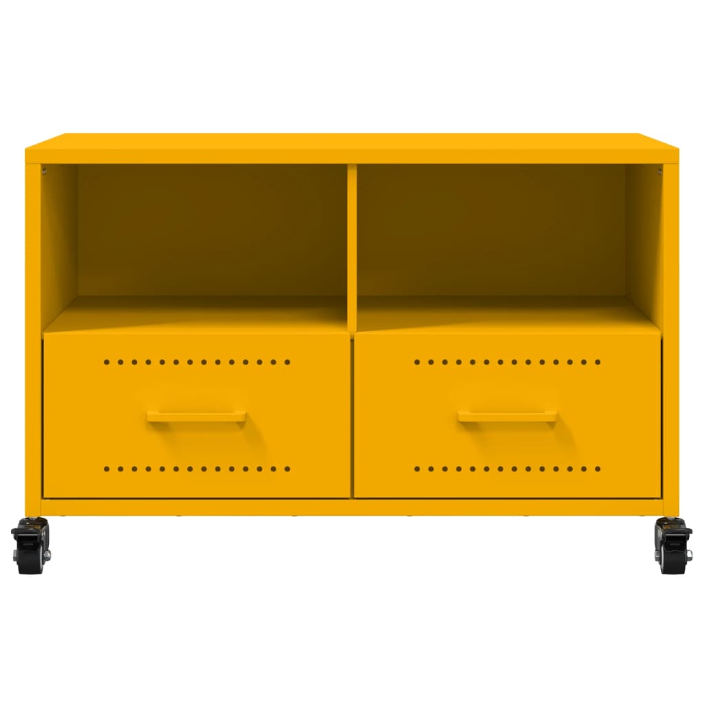 vidaXL Meuble TV jaune moutarde 68x39x43,5 cm acier