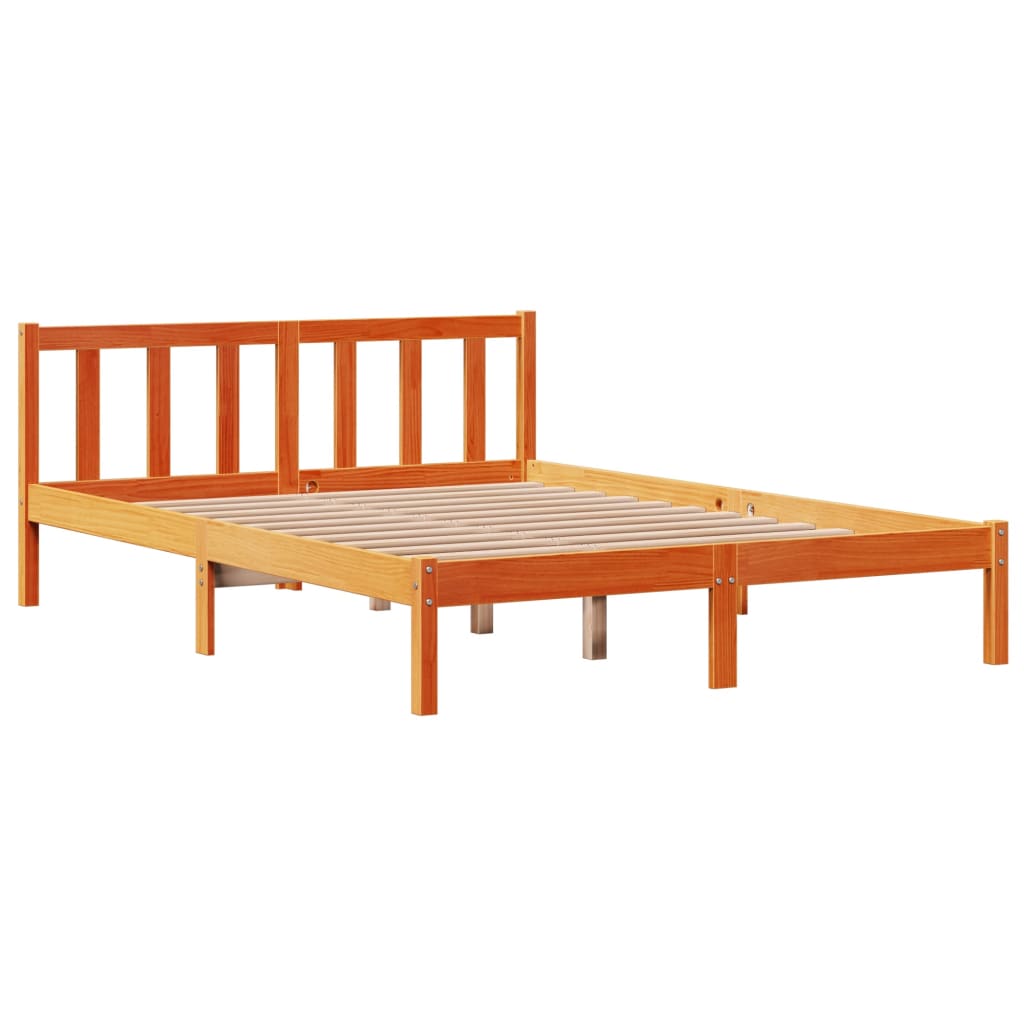 vidaXL Cadre de lit et tête de lit sans matelas cire marron 140x200 cm