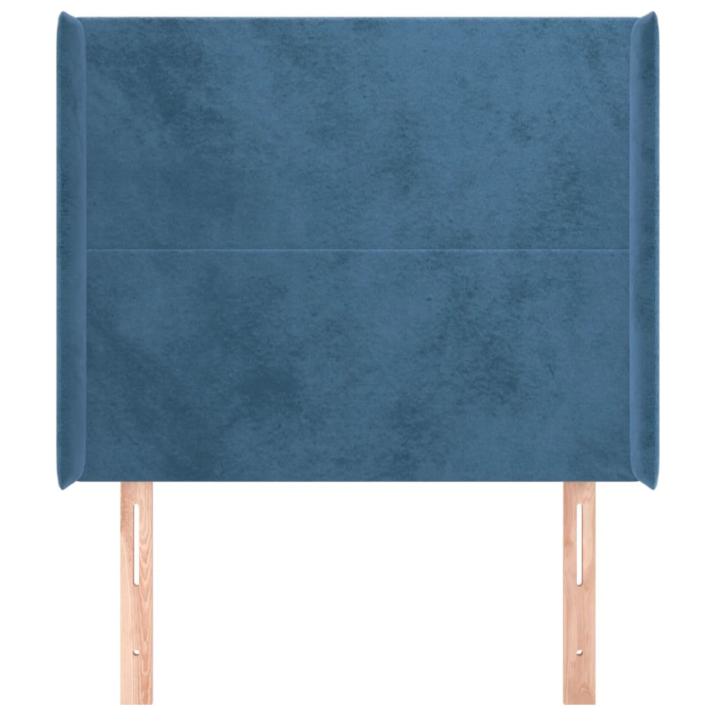 vidaXL Tête de lit avec oreilles Bleu foncé 93x16x118/128 cm Velours