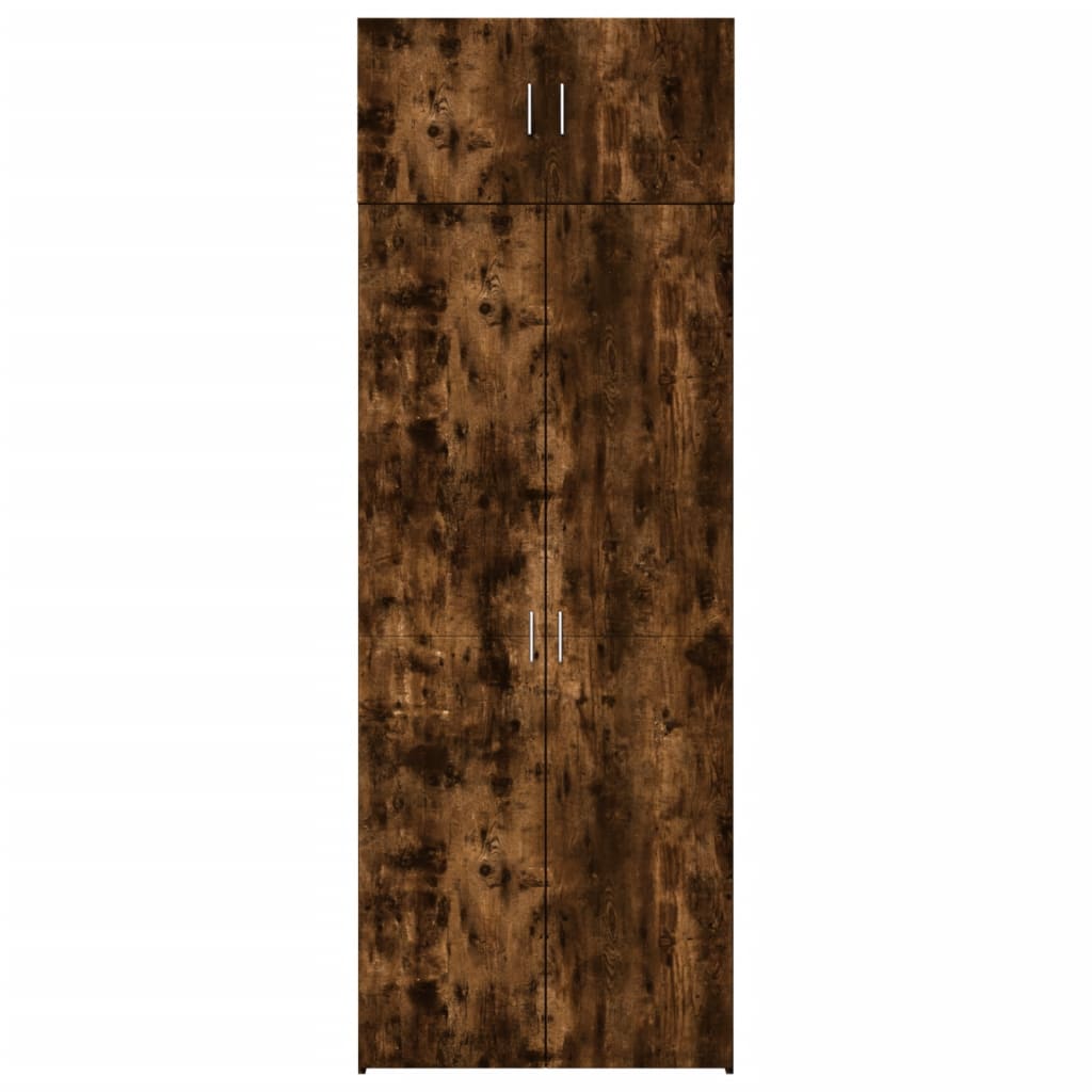 vidaXL Armoire de rangement chêne fumé 80x42,5x225cm bois d'ingénierie