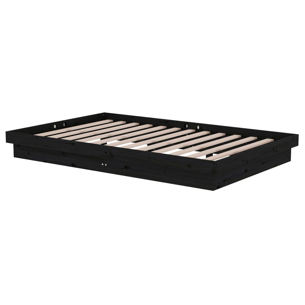 vidaXL Cadre de lit Noir Bois massif 120x190 cm Petit double