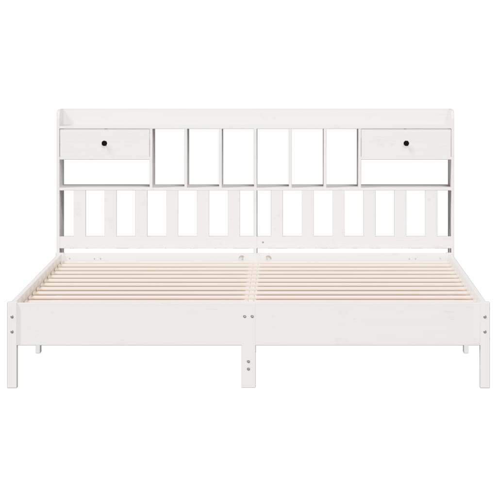 vidaXL Lit bibliothèque sans matelas blanc 180x200 cm bois pin massif