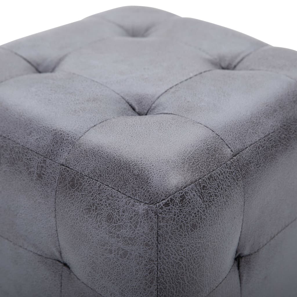 vidaXL 2 pcs Poufs Gris 30 x 30 x 30 cm Similicuir daim