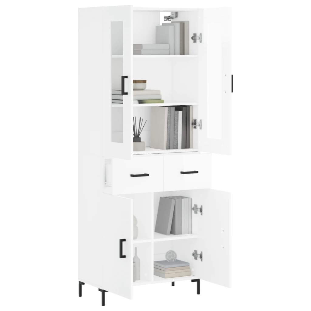 vidaXL Buffet haut Blanc brillant 69,5x34x180 cm Bois d'ingénierie