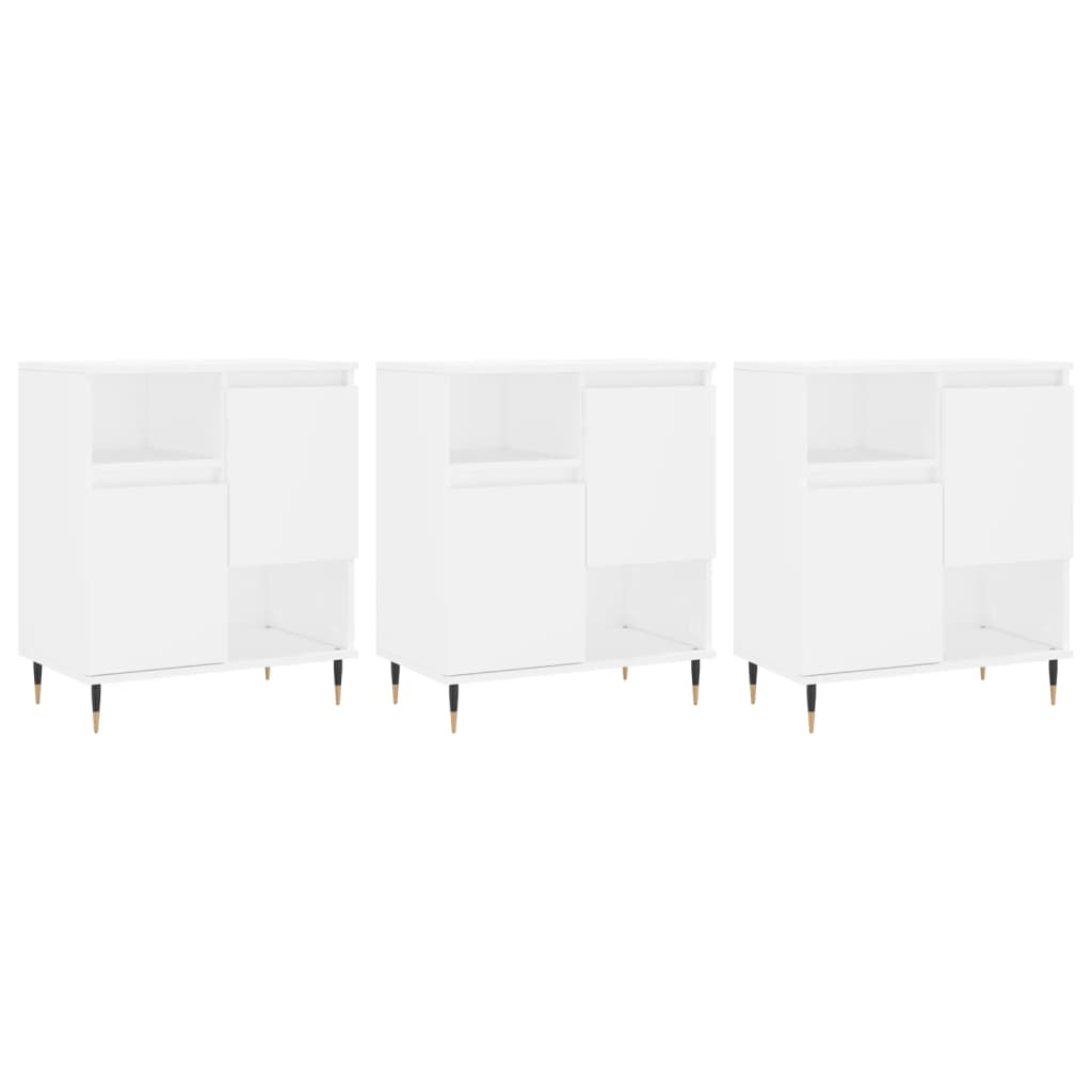 vidaXL Buffets 3 pcs Blanc Bois d'ingénierie