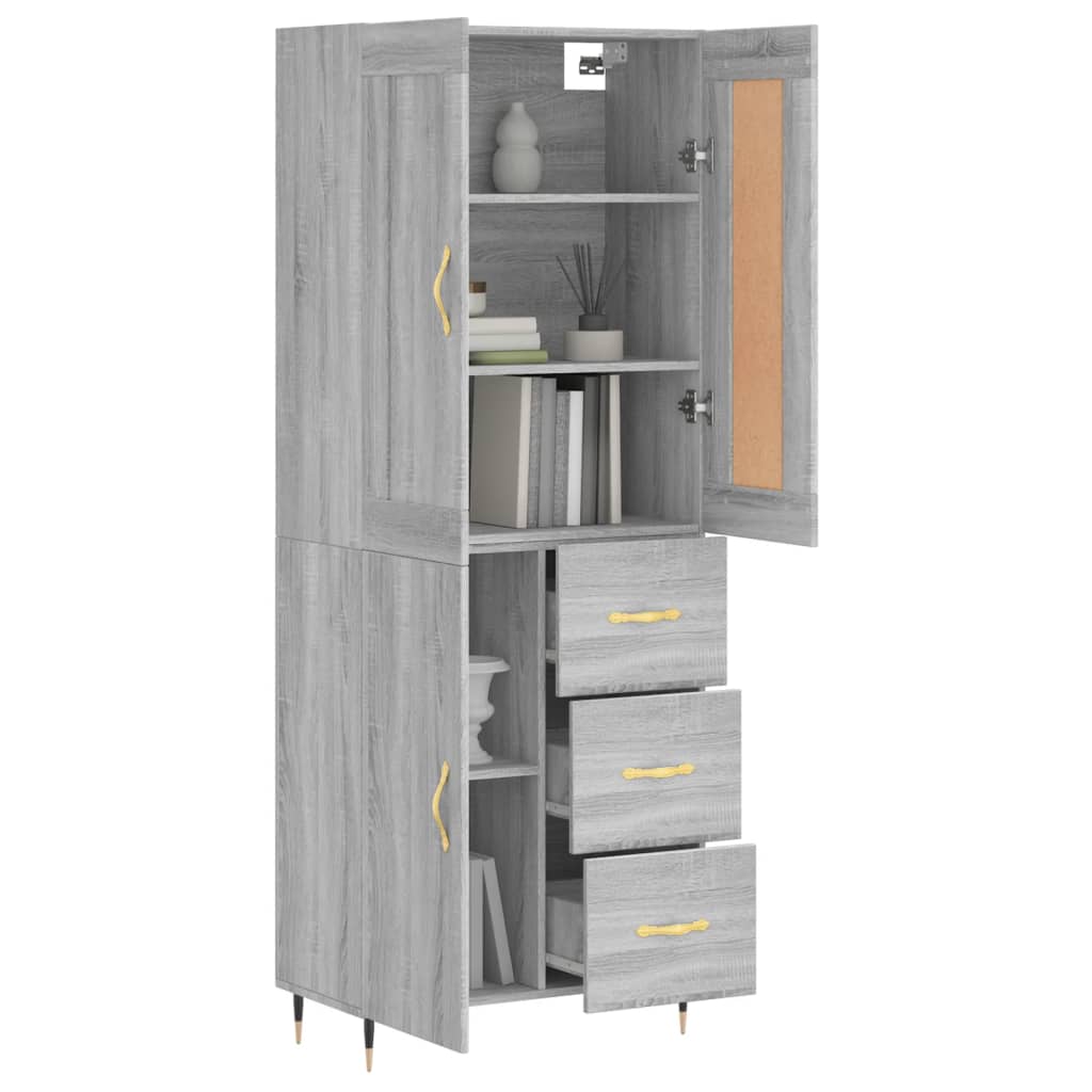 vidaXL Buffet haut Sonoma gris 69,5x34x180 cm Bois d'ingénierie