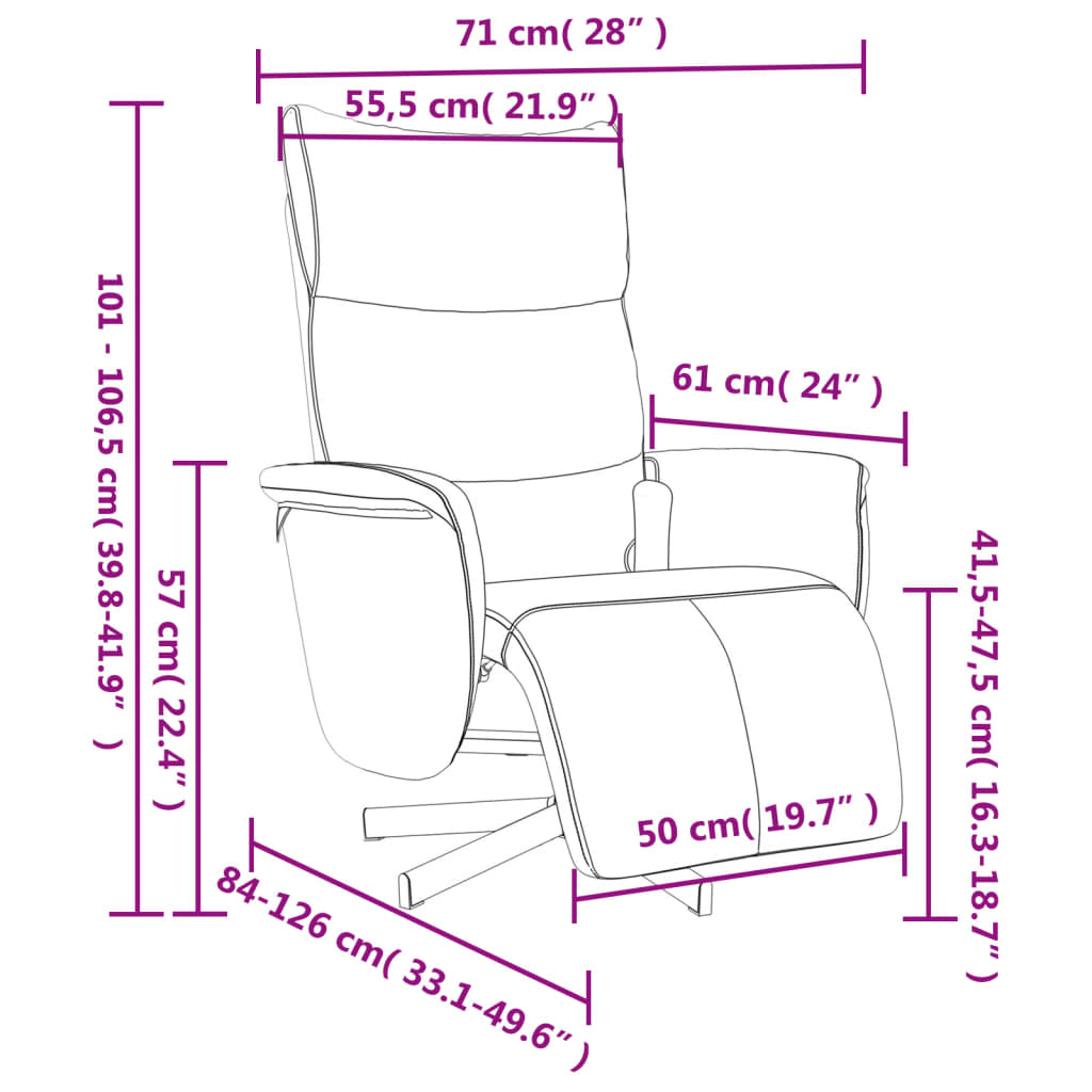 vidaXL Fauteuil inclinable de massage repose-pieds gris similicuir