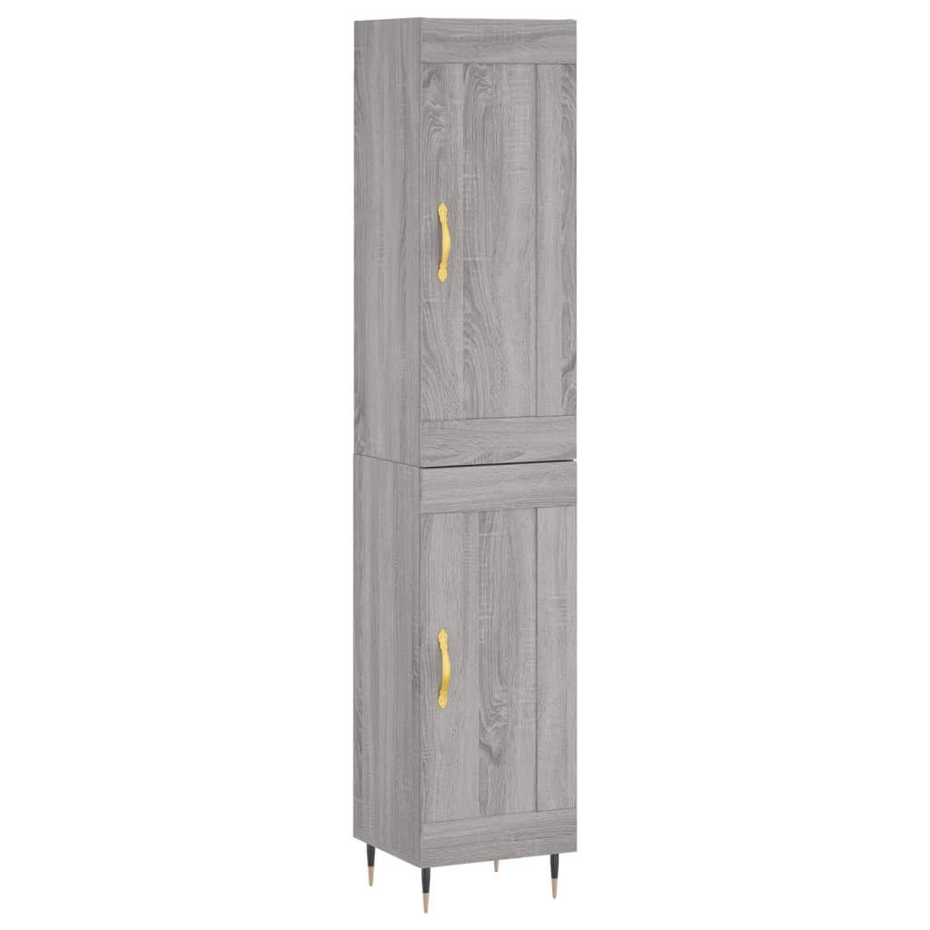 vidaXL Buffet haut Sonoma gris 34,5x34x180 cm Bois d'ingénierie