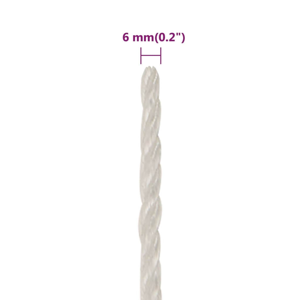 vidaXL Corde de travail Blanc 6 mm 500 m polypropylène