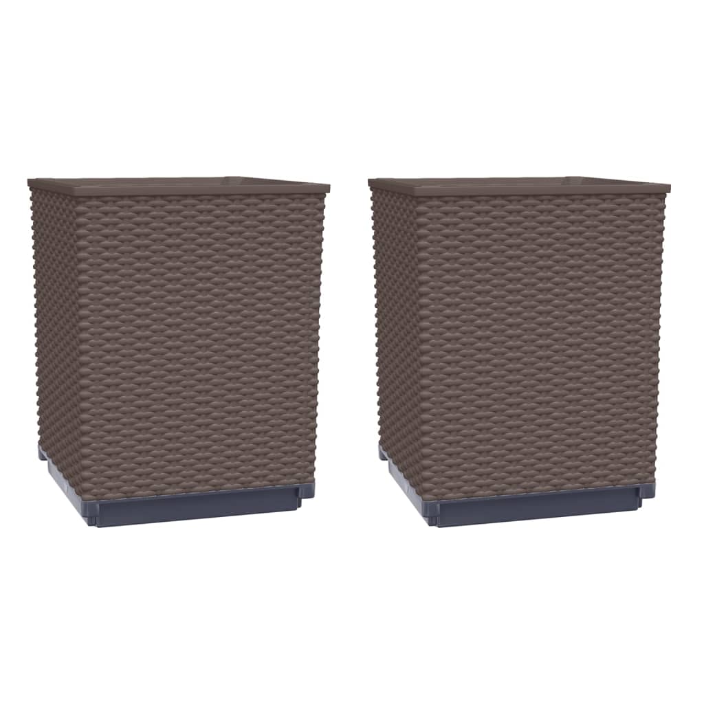 vidaXL Jardinières 2 pcs marron 30x30x37 cm polypropylène