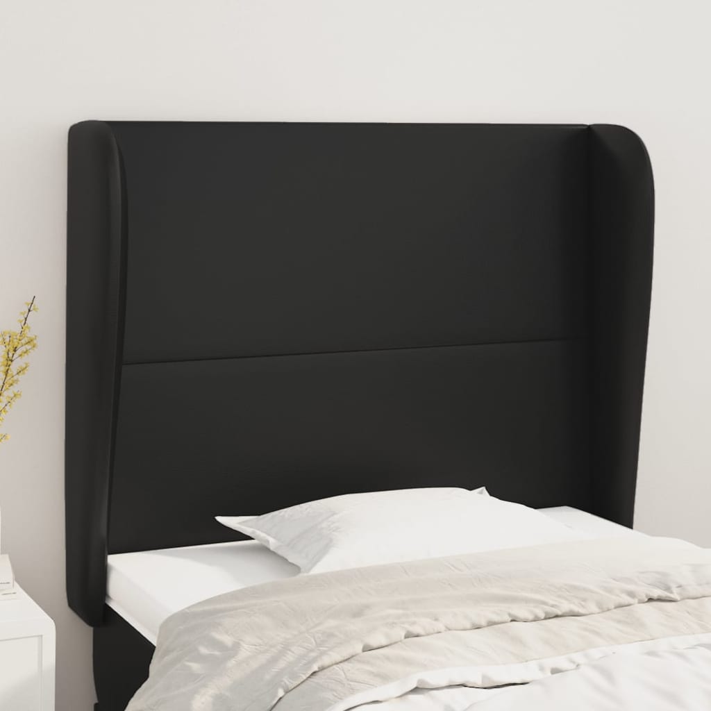 vidaXL Tête de lit avec oreilles Noir 93x23x118/128 cm Similicuir