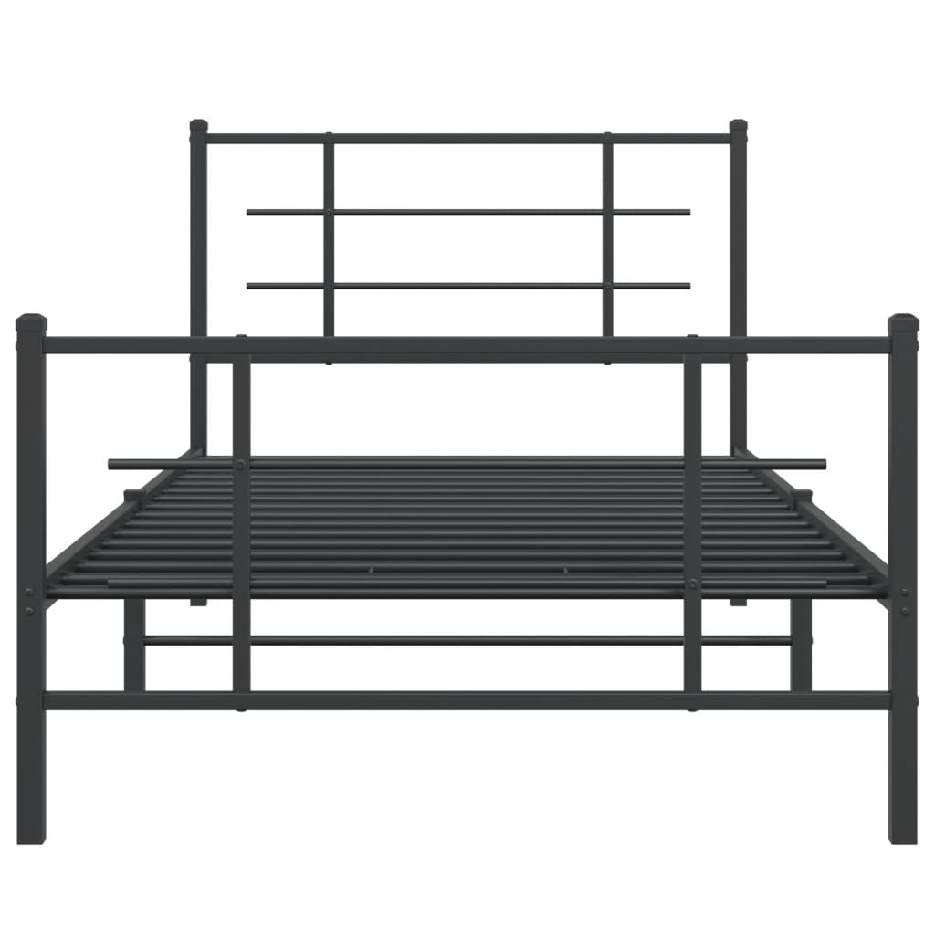 vidaXL Cadre de lit métal sans matelas et pied de lit noir 100x200 cm