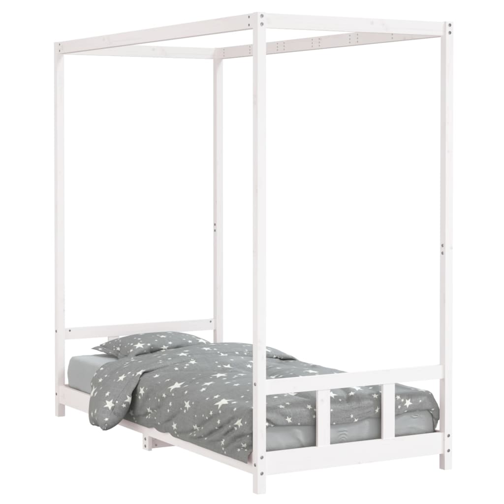 vidaXL Cadre de lit pour enfants blanc 90x200 cm bois de pin massif