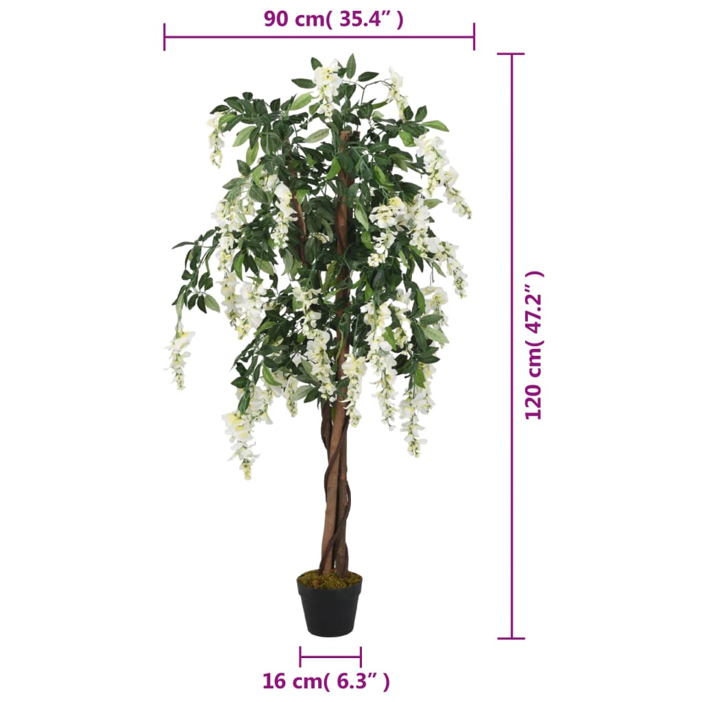 vidaXL Glycine artificielle 840 feuilles 120 cm vert et blanc