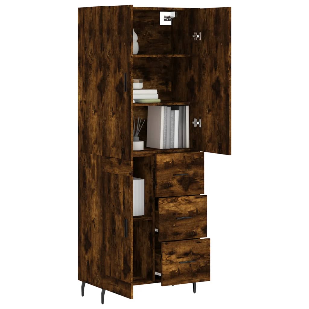 vidaXL Buffet haut Chêne fumé 69,5x34x180 cm Bois d'ingénierie