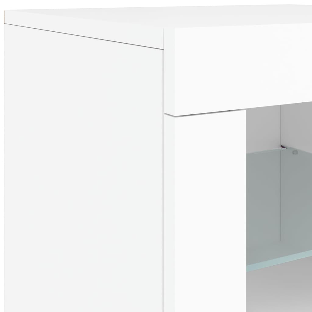 vidaXL Buffet avec lumières LED blanc 60,5x37x67 cm