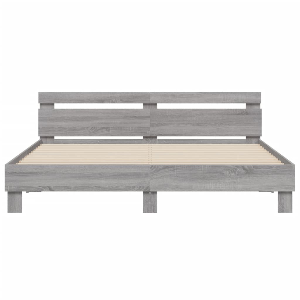 vidaXL Cadre de lit avec LED sans matelas sonoma gris 180x200 cm