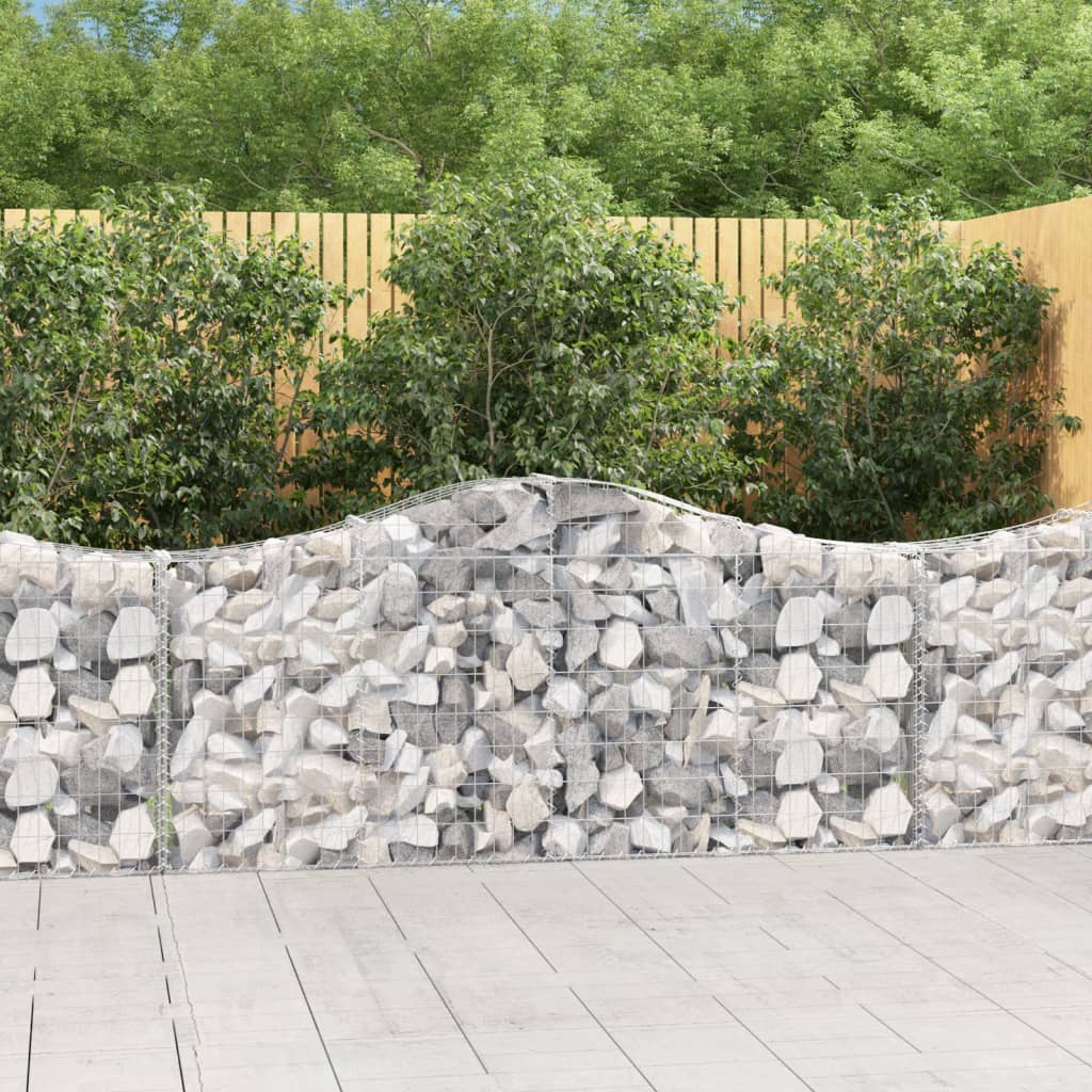 vidaXL Paniers à gabions arqués 7 pcs 200x30x80/100 cm Fer galvanisé