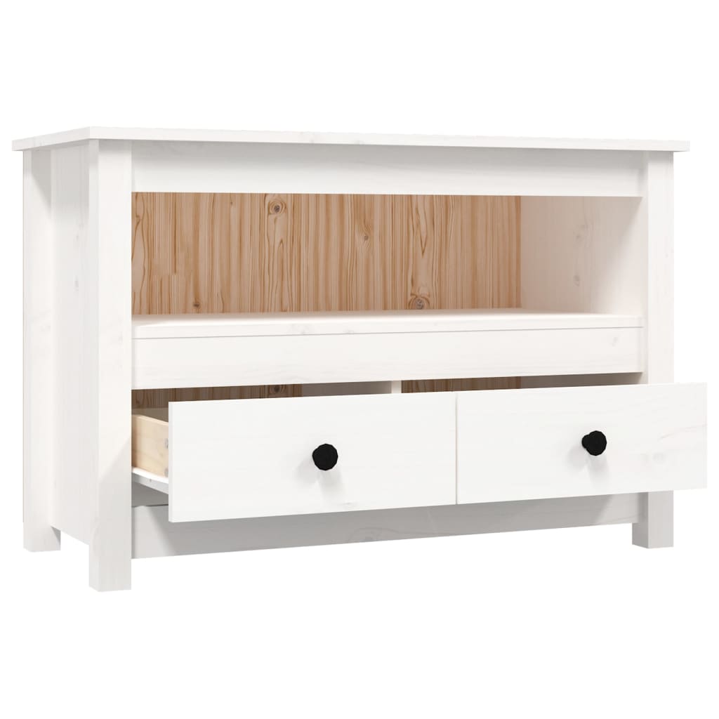 vidaXL Meuble TV Blanc 79x35x52 cm Bois de pin massif