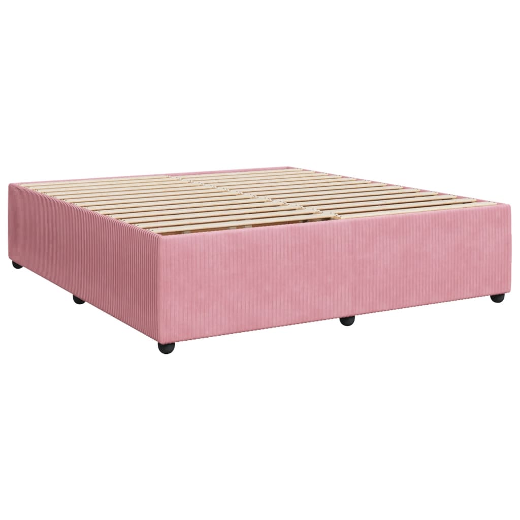 vidaXL Sommier à lattes de lit avec matelas Rose 200x200 cm Velours